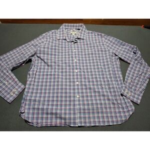 Jos. A. Bank Shirt Men XXL Blue Plaid Work Dad Nerd Office Long Sleeve Button Up